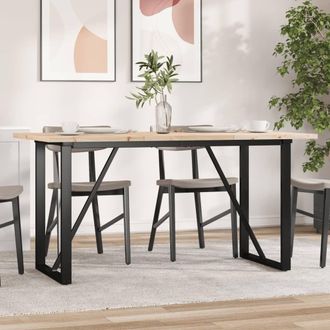 Berkfield Home Dining Table O-Frame 160x80x75.5 cm Solid Wood Pine & Steel in Brown