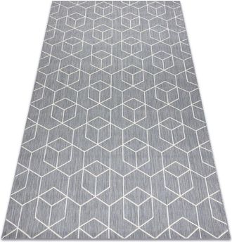 RugsX Carpet flat 48655/637 sisal - 3d cube grey 120x170 cm