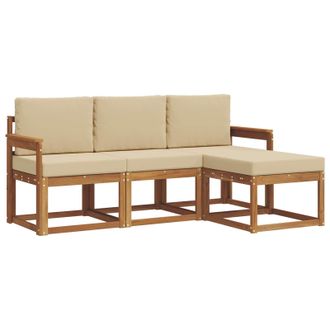 vidaXL Conjunto De Sof&aacute;s De Exterior Con Coj&iacute;n 4 Pcs Natural Y Beige Vidaxl