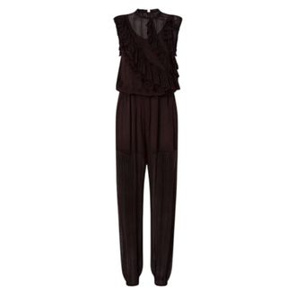 Pinko Jumpsuits, female, Brown, Size: XS Pleated Jumpsuit with Ruffles