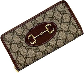 Gucci Beige Brown Pvc Leather Long Wallet (Bi-Fold) (Pre-Owned)