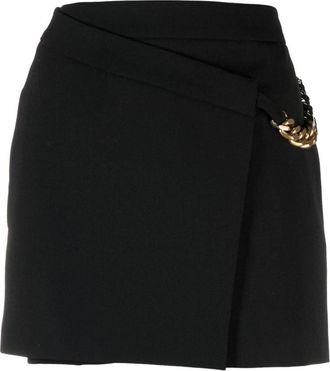 Stella McCartney Falabella Chain Wrap Mini Rok - Dames - Korte rokken - Zwart - XS - Wol - Rokken