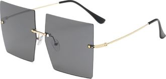 Generic Square Large Frame Fashion Mens Vacation Sunglasses Womens Party Photo Shooting Decoration Sun Glasses(Black)