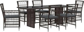 vidaXL Juego De Comedor Para Exteriores 7 Uds. Negro Rat&aacute;n Sint&eacute;tico Vidaxl