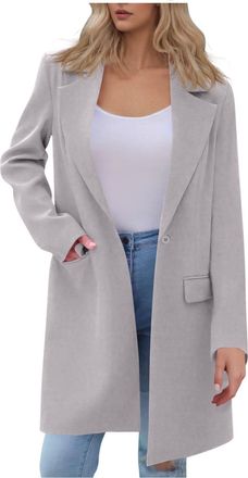 Generic Mid Length Blazers for Women Elegant Loose Long Sleeve Lapel Knit Sweater Jacket Blazers Suit Long Sleeve Office Work Formal Jacket Single Breasted Ca