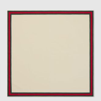 Gucci Cotton Silk Pocket Square With Web, White, Fabric