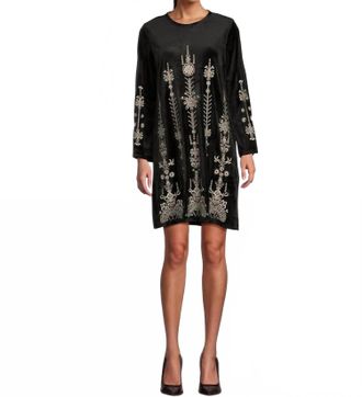 Johnny Was Bounce Velour Kimono Sleeve Dress In Black