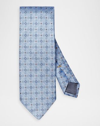 Eton Men & apos;s Floral-Medallion Silk Jacquard Tie