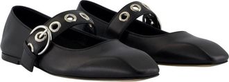 Aeyde Womens Uma Eyelet Ballerina Black Calfskin