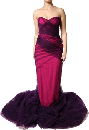 Dolce & Gabbana Womens Pink Black Strapless Sheath Mermaid Dress Acetate Viscose