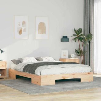 vidaXL Estructura De Cama Marr&oacute;n Madera Maciza De Pino Vidaxl