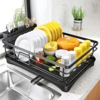 OEM Escurridor De Utensilios De Cocina Crezuo Para Encimera, Escurridor Grande Con Colador, Escurridor De Utensilios De Arce Titanio
