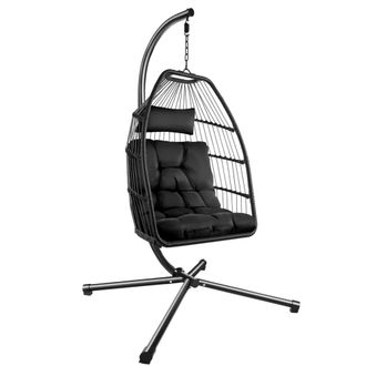 TecTake Silla colgante acero pintado, c&oacute;moda, 160 kg, plegable, negro