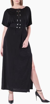 Diesel Womens DIESEL D ALBA Womens Long Dress Round Neck Maxi Metal Party Wear Top Belt Black - Size: 10/8