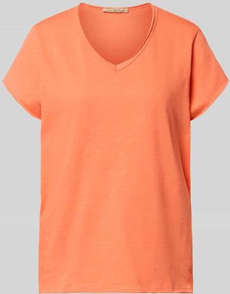 Smith & Soul T-Shirt mit Rollsaum und V-Ausschnitt in Apricot, Gr&ouml;&szlig;e XXL