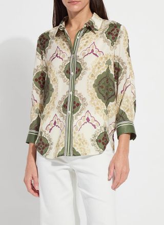 Lyss&eacute; Ishani Roll Tab Printed Shirt Curvy