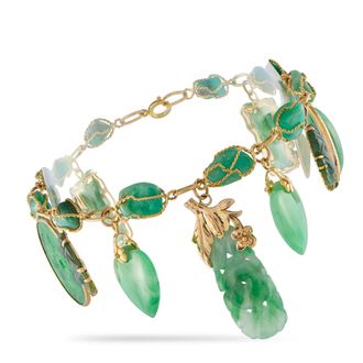 Luxury Bazaar 9K Yellow Gold Jade Bracelet MF14-022326