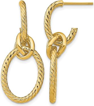 Diamond2Deal 14K Yellow Gold Textured Drop Dangle Earrings