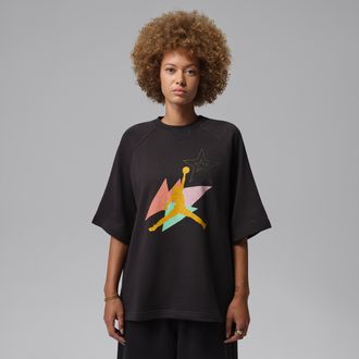 Nike Jordan Womens Jordan Brooklyn Fleece French Terry Short-Sleeve T-Shirt in Black | IF1401-045
