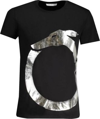 Trussardi Zwart Katoen Print Logo T-Shirt - Heren - T-shirts - Zwart - L - Katoen - Tops
