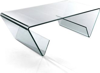 Oresteluchetta Mesa de centro vidrio curvado con revistero 35x110x55 cm