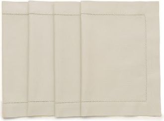 Solino Home Cotton Linen Hemstitch Placemats Set of 4, 14 x 19 Inch for Dining Table, Holiday and Everyday Table Decor at Nordstrom, Size Medium
