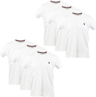 U.S.Polo Association Mens Crew Neck Small Pony T-Shirt, White (6-pack), Medium