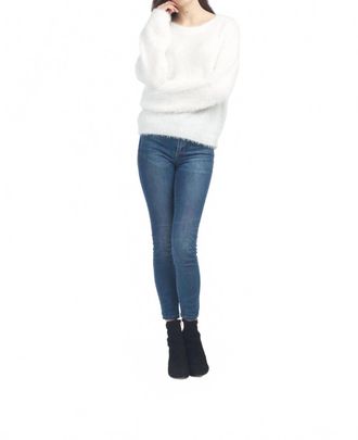 Papillon Lurex Infused Fuzzy Sweater In White