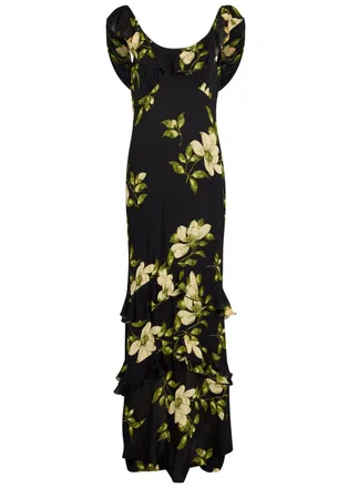 Reformation Tripoli Floral-print Silk-georgette Maxi Dress - Black - 12 (UK16 / XL)