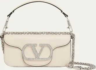 Valentino Garavani Loco Crystal VLogo Leather Shoulder Bag