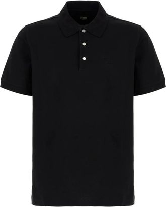 Fendi Polo Shirt met Logo - Heren - Polos - Zwart - S - Katoen - Tops