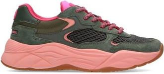 Scotch & Soda Celest chunky su&egrave;de sneakers groen/roze