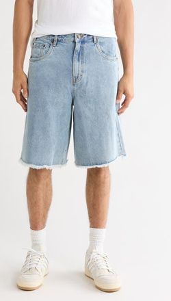 Honor The Gift Fray Hem Denim Bermuda Shorts in Indigo at Nordstrom, Size 38