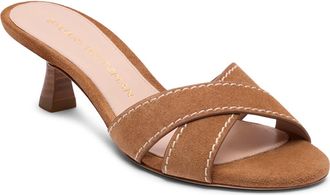 Stuart Weitzman Minimalist Kitten Heel Slide Sandal in Doe Suede at Nordstrom, Size 5.5