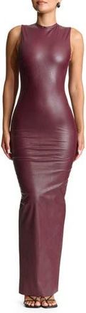 Naked Wardrobe Liquid Faux Suede All Faux Love Maxi Dress in Dark Plum at Nordstrom Rack, Size Medium