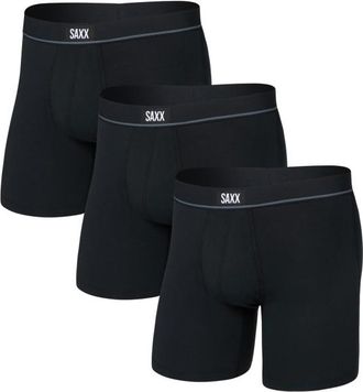 Saxx Essential Cotton Boxer Brief Fly 3-Pack Alltagsunterw&auml;sche f&uuml;r Herren | schwarz