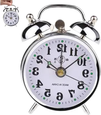 OEM Reloj Despertador De Cuerda - Mec&aacute;nico - Funcionamiento Autom&aacute;tico - No Requiere Pilas - 10 X 21 X 15 Cm - Plateado