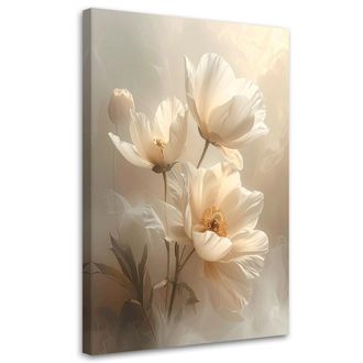 Feeby Cuadro Sobre Lienzo Flores Delicadas En Beige (bot&aacute;nica) 70x100