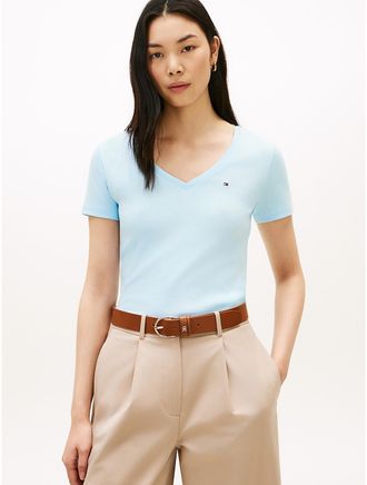 Tommy Hilfiger Womens V-Neck Favorite T-Shirt - Blue - XXL