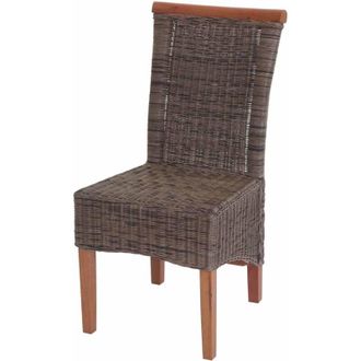 Hhg Set 2x sedie rattan per sala da pranzo soggiorno Savona 97x46x59cm senza cuscini