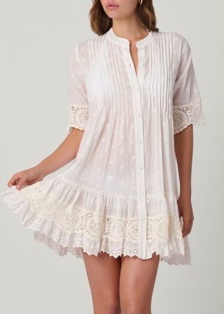 Shoshanna Milos Eyelet Mini Dress Cover Up in Optic at Nordstrom, Size X-Small