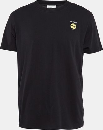 Sandro Black Knit Applique Detail Crew Neck T-Shirt
