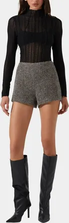 Astr Rivka High Waist Shorts In Taupe Grey