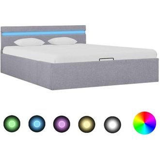 vidaXL Giroletto con Contenitore e LED Grigio Chiaro Tessuto 120x200cm vidaXL