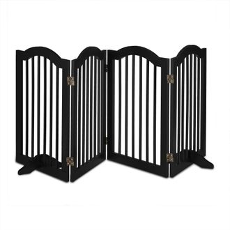 Relaxdays Relaxdays Barrera Seguridad Perros, Valla Mascotas, Sin Taladrar, 4 Paneles, 70x205,5cm, Con Patas, Plegable, Negra