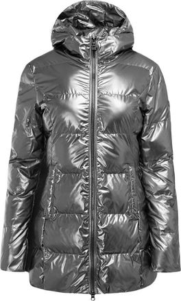 Emporio Armani Gequilte Damesjas Zilver Metallic - Dames - Winterjassen - Grijs - L - Leer - Jassen