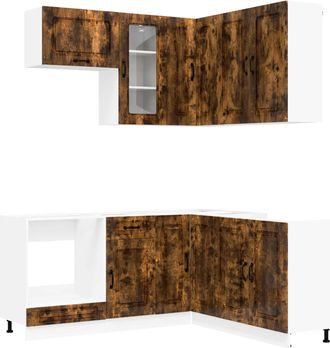 vidaXL Unidad De Cocina Kalmar 8 Uds. Roble Ahumado Vidaxl