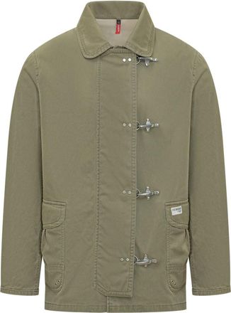 Fay Green Solid Shirt Collar Jacket