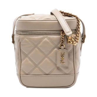Saint Laurent Pre-owned Cross Body Bags, female, Brown, Size: ONE SIZE Pre-owned Quilted Vanity Bag