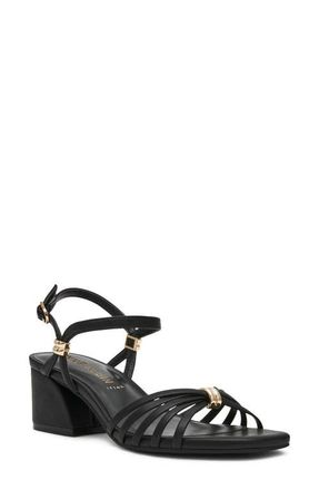 Anne Klein Mikayla Ankle Strap Sandal in Black Pu at Nordstrom, Size 5.5